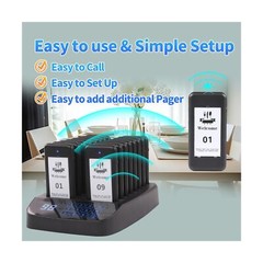 Restaurant Pager System, 16 Wireless Beepers, Touch Screen Keyboard Calling C…