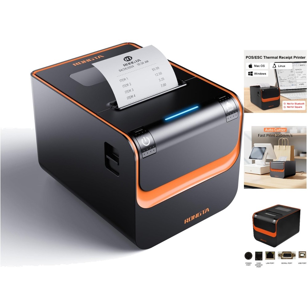 Ultra-Fast 250mm/s Thermal Printer with Auto Cutter – Perfect for Restaurants