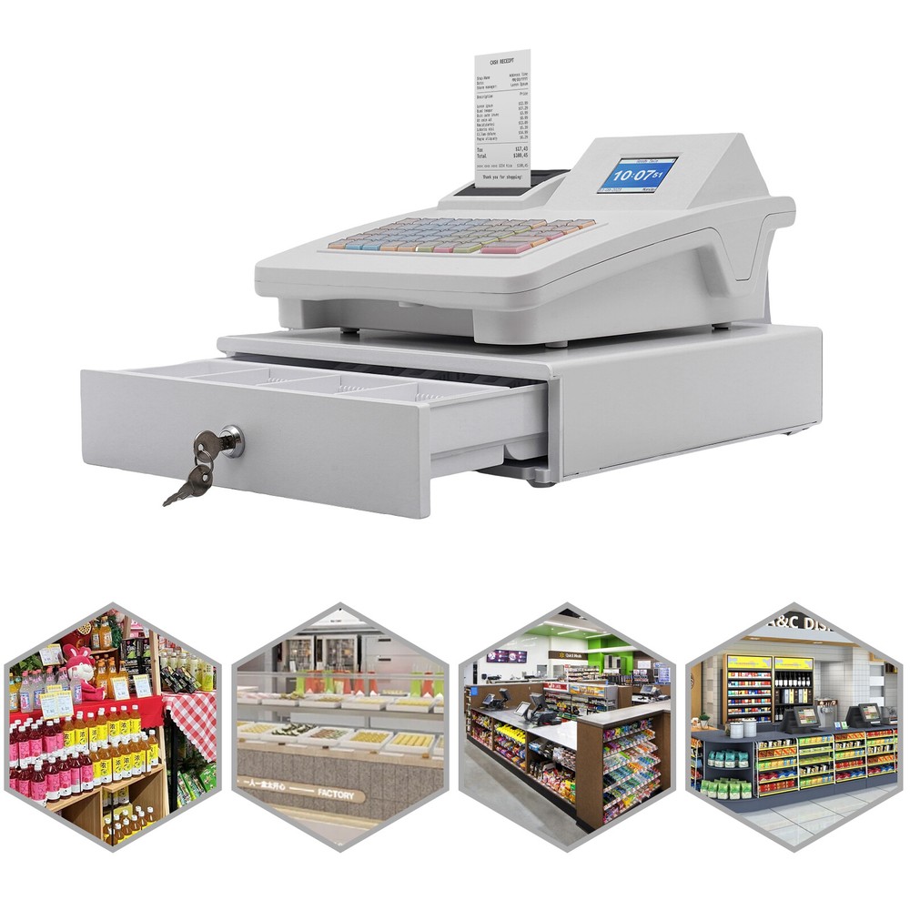 White 48-button Cash Register Cash Register Tabletop Commercial Cash Register