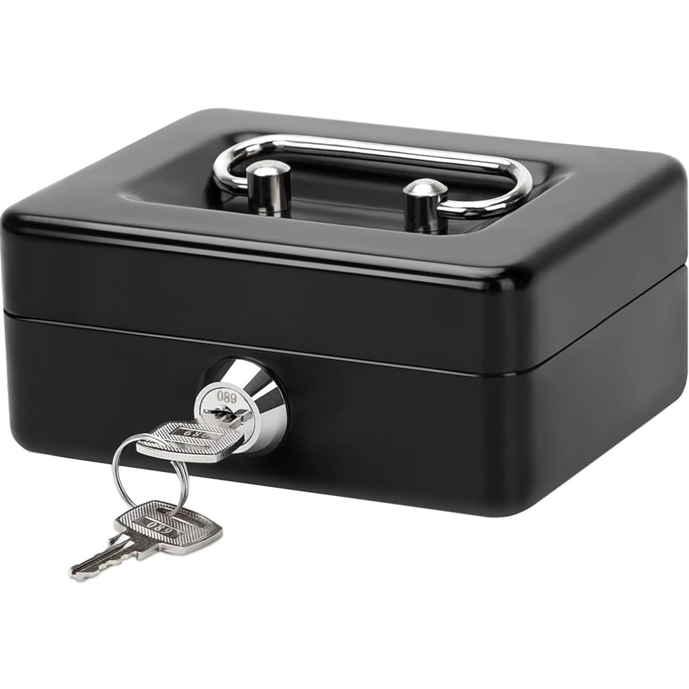 X-Small Cash Box Lock Portable Money Saving Box 4.92” x 3.94” x 2.28”
