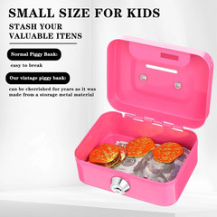 4 Pieces Money Box Cash Box with Lock and Slot Steel Organizer Piggy Bank Metal