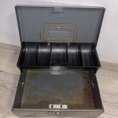 Vintage ASCO Art Steel Co New York Drab Metal Safe Deposit Box Patina No Key