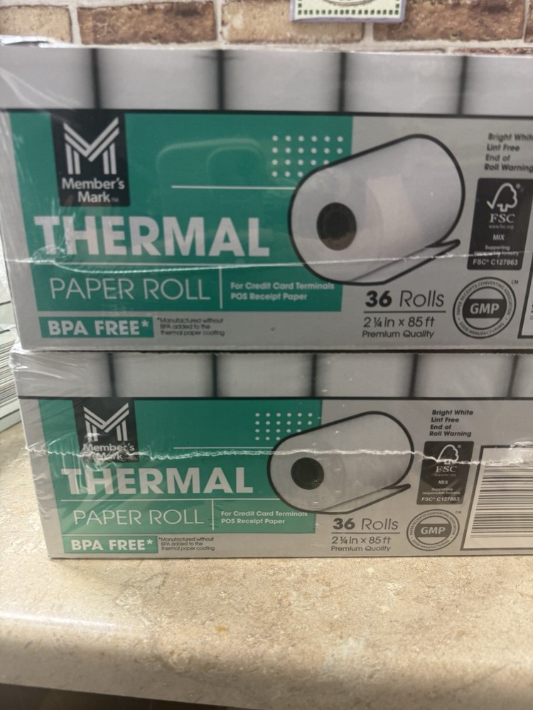 Member’s Mark BPA Free Thermal Paper Rolls 2 1/4 in x 85 ft, 36 Pack