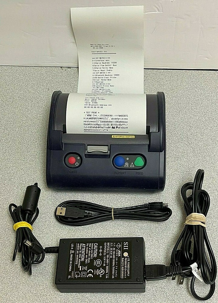 Seiko Instruments SII MPU-L465 -E Thermal Printer w/ AC Adapter/ USB Cable/ Roll