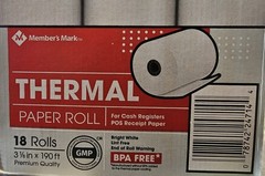 3 Rolls 3 1/8 Inch X 190 Ft Members Mark Thermal Receipt Paper BPA Free