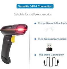 NETUM 2D Barcode Scanner, Compatible with 2.4G Wireless & Bluetooth & USB Wired