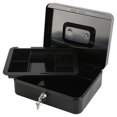 Locking Steel Large Cash Box Removable Coin Tray Key Lock 9.84×7.87×3.54″