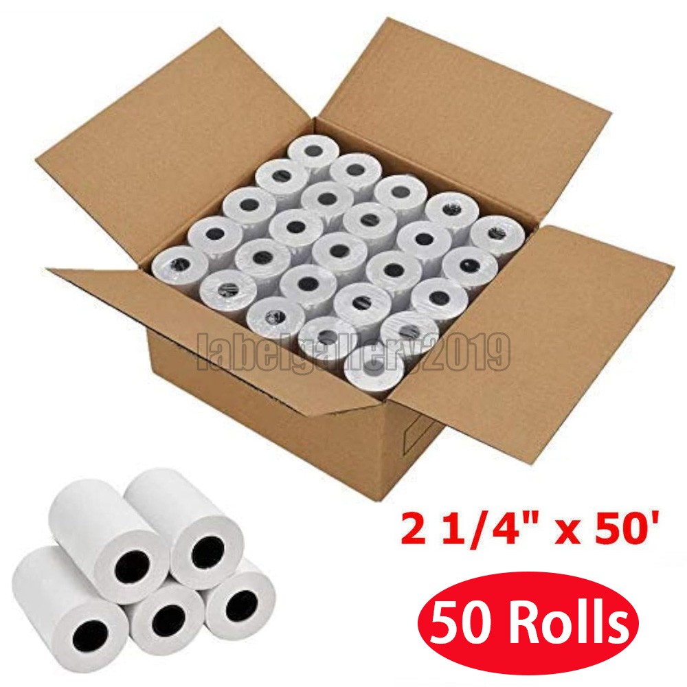 2 1/4 x 50′ Thermal Paper 50 Rolls Credit Card & Cash Register POS Receipt Paper