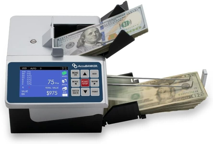 AccuBANKER D700 Currency Value Counting 8Point Counterfeit Bill Detector USD EUR