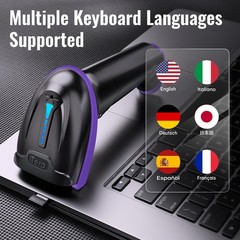Tera Barcode Scanner Wireless Versatile 2-in-1 (2.4Ghz 1D Purple, Purple