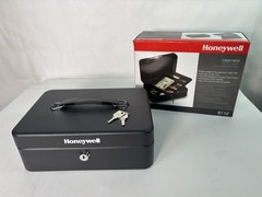 Honeywell 6112 Steel Cash Box 1 Bill & 5 Coin Slots 2 Keys Handle 9.8″ X 7.3″