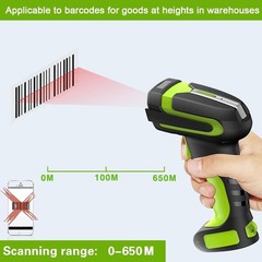 433Mhz Wireless Barcode Scanner, 2‑in‑1 Bluetooth, Dock