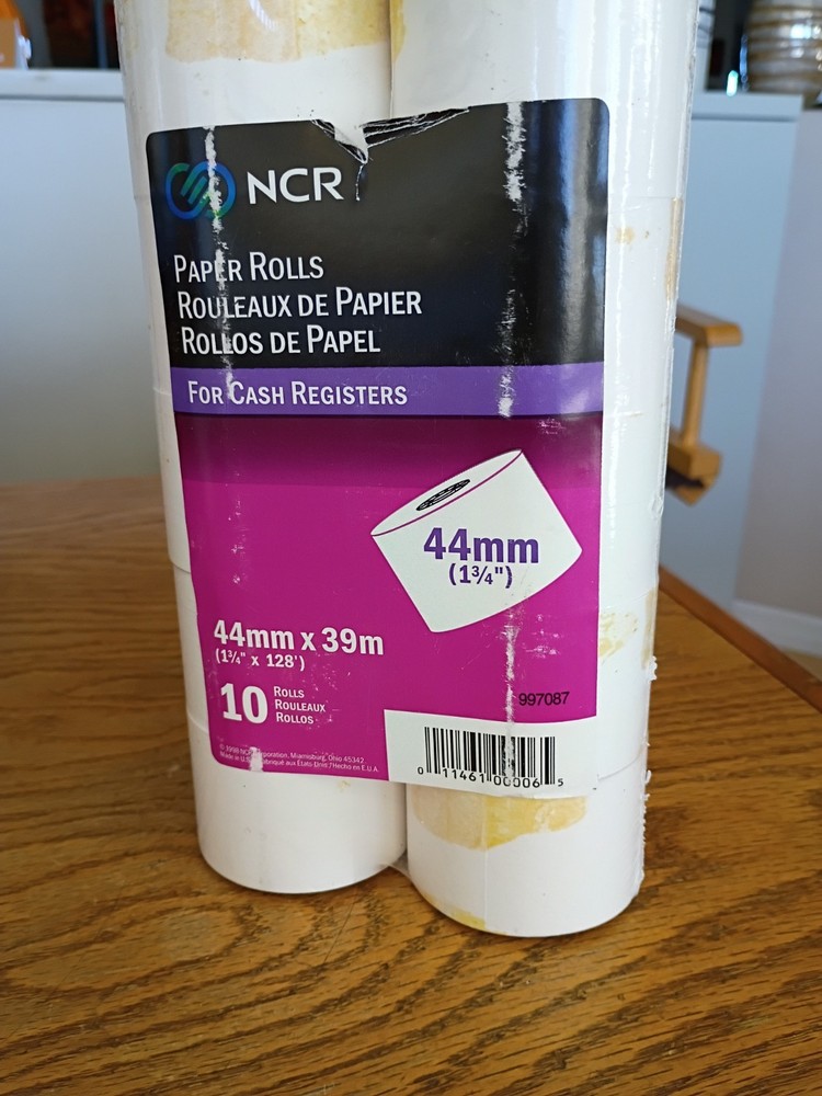 NCR Single-Ply Bond Paper Rolls, 1 3/4in. x 128ft., White, Pack Of 10 New