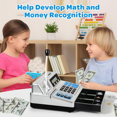 Calculator Cash Register – 103 Pcs Toy Cash Register, Store Set with Microphone,