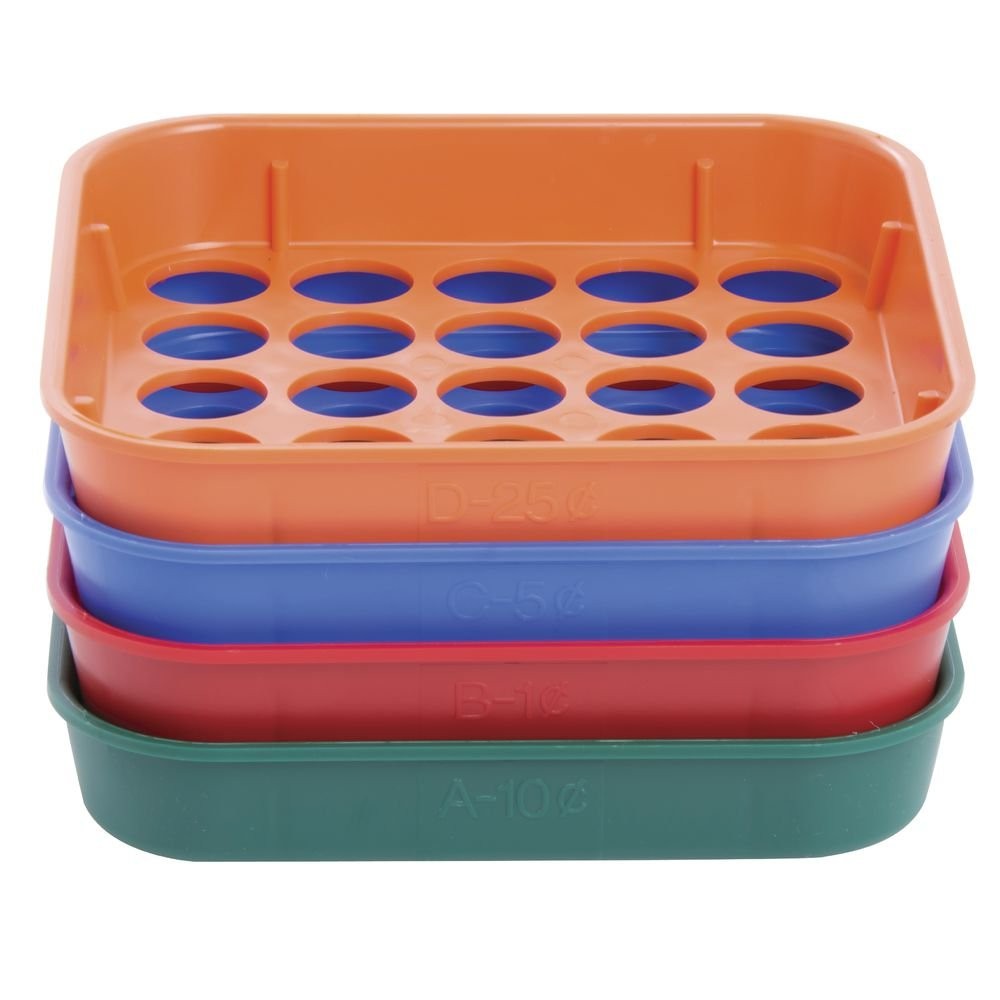 4 PCS ColorCoded Coin Sorter Trays Durable Plastic Pennies To Quarters