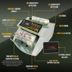 Professional Dollar Euro Bill Counter UV/MG Detection