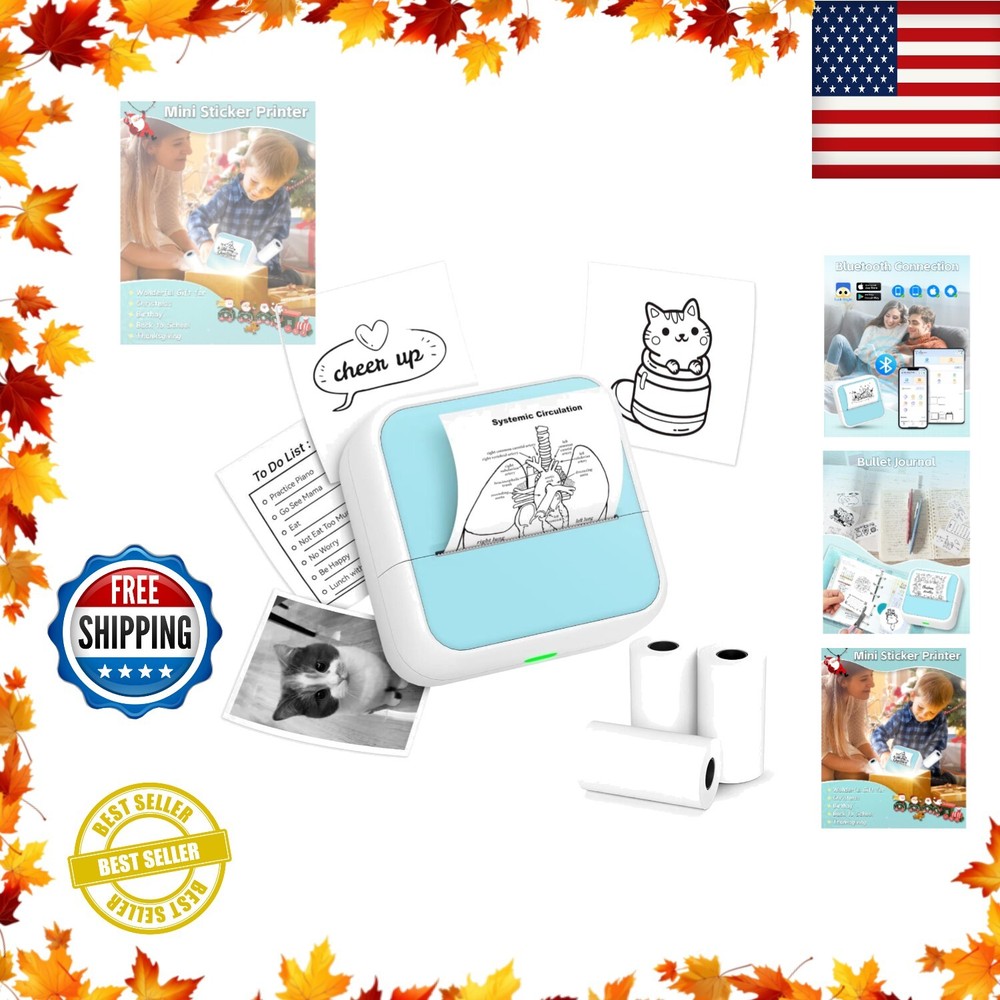 Phomemo Sticker Printer – Printpods Mini Printer with Stickers, Print Pod Xmas