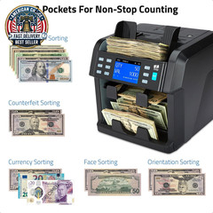 NC70 Mixed Denomination Bill Counter/2 Pocket Sorter/Counterfeit Detector – Mone