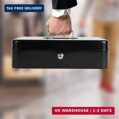 Sumerfnt Cash Box with Money Tray and Lock Money Box for Cash, Metal Locking Cas