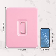 Cash Box with Combination Lock – Pink 5-Compartment Metal Cash Box with Tray