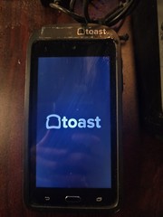 Lot of 3 Toast GO 1 (TG100) Handheld POS With CC READER and Charging Bay.