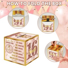 Turypaty Sweet 16th Birthday Pull-Out Money Gift Box for Girls – Pink Rose Go…