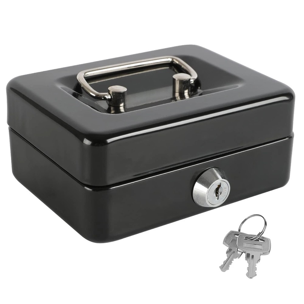 Locking Steel Mini Cash Box with Removable Coin Tray and Key Lock for …