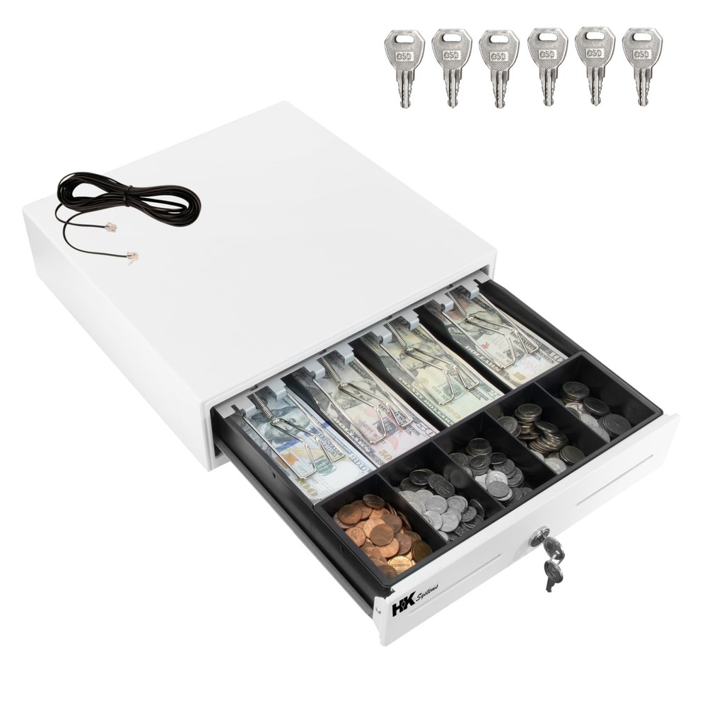13inch White Heavy Duty POS Interface Cash Drawer with 4Bill/5Coin