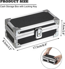 Cash Box with Lock, Aluminium Alloy Money Box for Cash Lockable Money