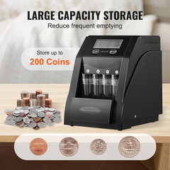 VEVOR USD Coin Sorter, Coin Counter Machine for ¢1 ¢5 ¢10 ¢25 Coins, LCD Screen