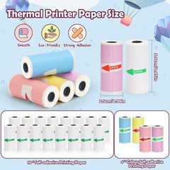 20 Rolls Mini Thermal Sticker Printer Paper 57x25mm Inkless Self-adhesive Pap…