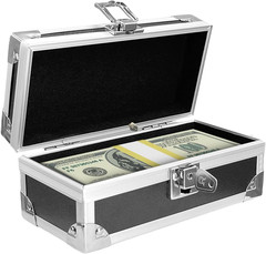 Lockable Cash Box Key Aluminium Alloy Money Storage Single-Row Currency Tray