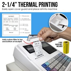 Nadex CR360 Cash Register, 4700 Lookups 50 Dept 50 Clerks,Thermal Printer, White