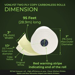 Vonlyst Two Ply Copy Carbonless Rolls 3×95 White/Canary for Clover Kitchen Pr…