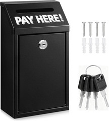 Metal Donation Box with Lock – Wall Mounted Cash Money Box with Slot for Cash De
