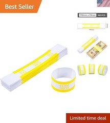 Yellow Currency Band Bundle – 100 Self-Adhesive Straps for $1000 Bills