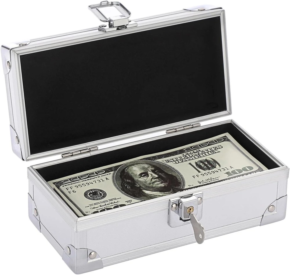 Lockable Cash Box Aluminium Alloy Money Box for Cash Money Storage Box Cash Box