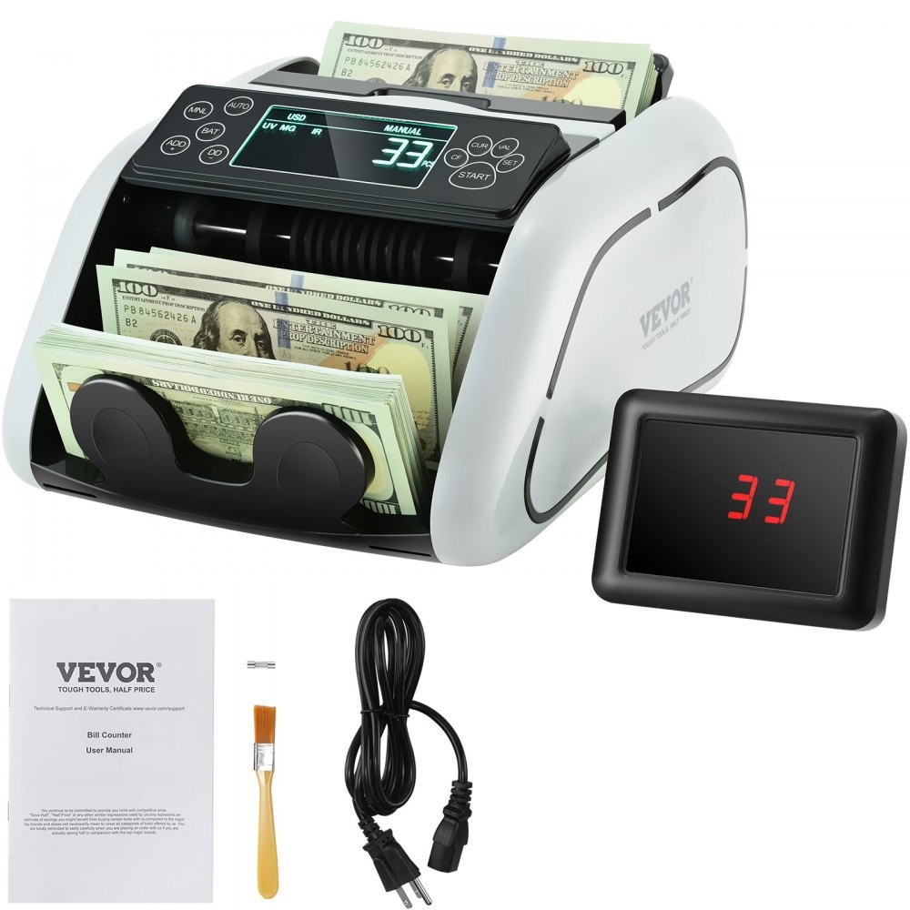 Vevor Money Counter Machine Bill Counter with UV MG IR DD Counterfeit Detection