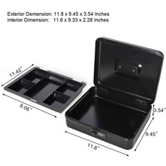 Extra Large Cash Box with Combination Lock, Metal Money Box with Removable Tr…