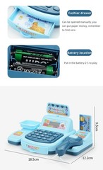 Kids Supermarket Cash Register Toy – Electronic Shopping Play Set with Lights
