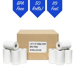 50 rolls of 3 1/8″ x 119′ Thermal Paper Rolls for Credit Card Terminals