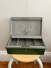 Vintage Green Victa Metal Cash Box with Coin Tray Insert And Key