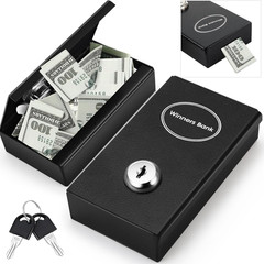 1 Pack Metal Box for Gamblers Pocket Sized Winner Bank Casino Cash Box with 2 Ke