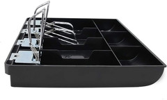 Cash Register Drawer Insert Tray 4 Bill/3 Coin Compartments with Metal Clip