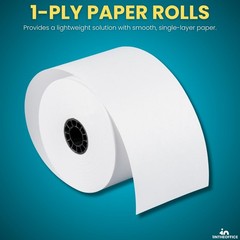 Adding Machine/Calculator Roll, 16 lb, 1/2″ Core, 2-1/4″ x 150 ft, White (3)