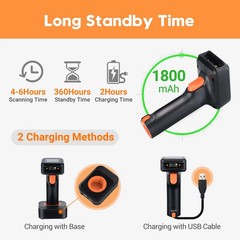 Tera 1D 2D QR Barcode Scanner Wireless Bluetooth USB w/ Charging Base HW0006PRO