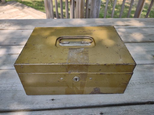 Vintage ASCO Art Steel Co New York OD Olive Drab Metal Safe Deposit Box NO KEY