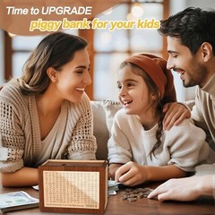 Cash Vault Wooden Money Savings Box, 10000 Savings Challenge Box