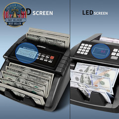 AL1000 Money Counter Machine with Value Counting for USD & EUR, UV/MG/MT/IR/DD/H