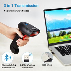 Handhold Wireless Code Scanner Bluetooth USB QR Code Reader for Store Warehouse